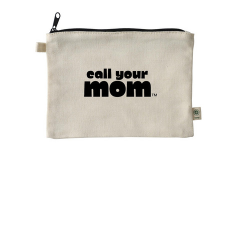 call your mom?, a Natural 9"x7" Hemp Blend Pouch