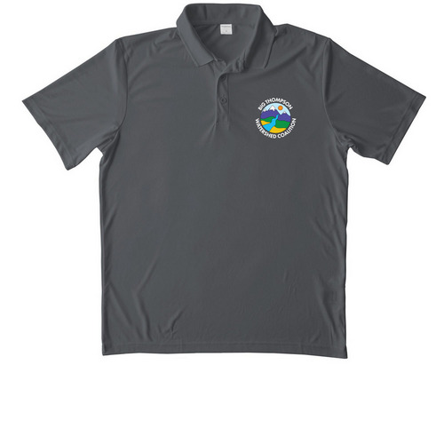 The Big T Polo, a Iron Grey Unisex Performance Polo