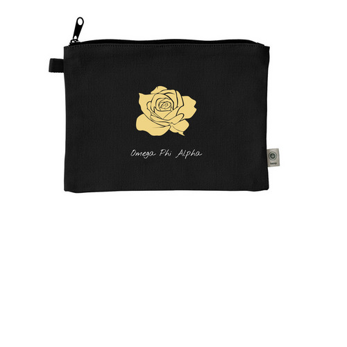 Rose Pouch, a Black 9"x7" Hemp Blend Pouch