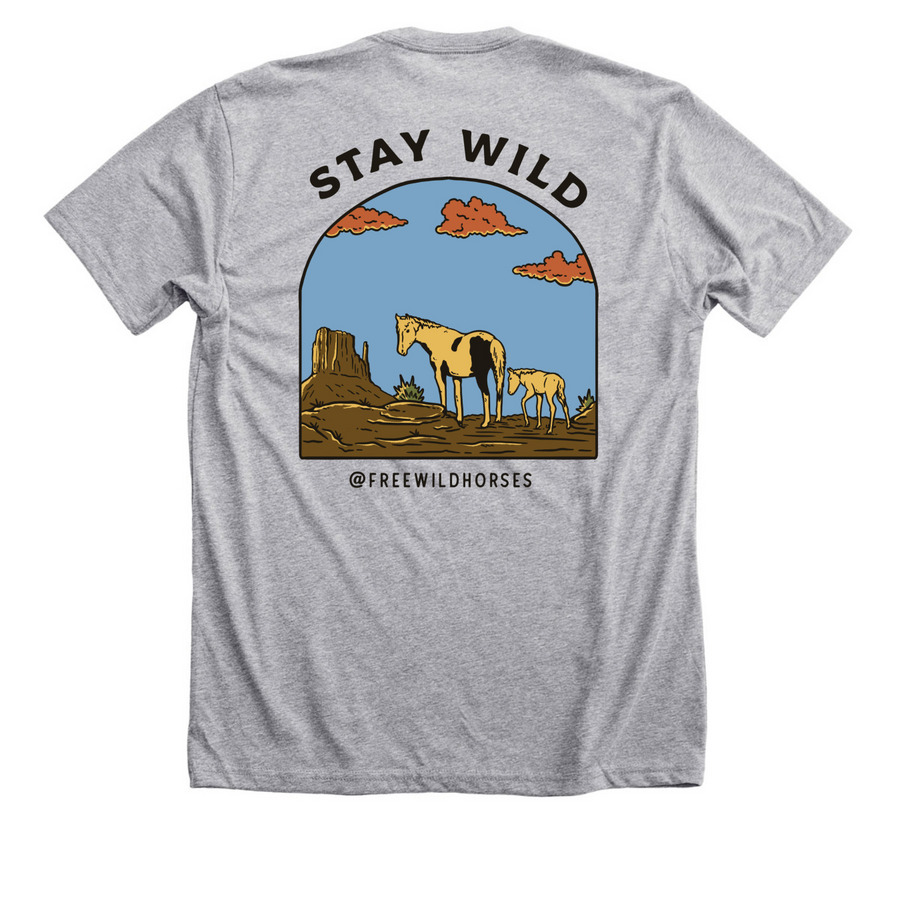 AWHC: The Jenni Wild Horse in Color, a Athletic Heather Premium Unisex Tee (back-view)