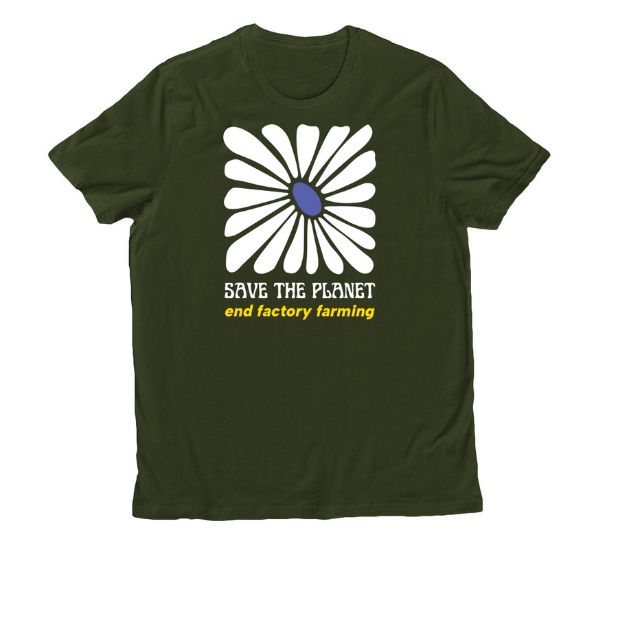 Save the Planet: End Factory Farming, a Herb Green Allmade Organic Cotton Unisex Tee