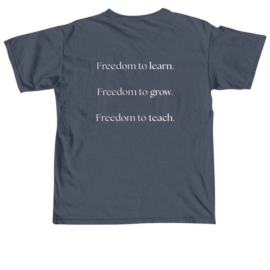 Freedom Academy Merch Sale, a Denim Comfort Colors Unisex Tee (back-view)