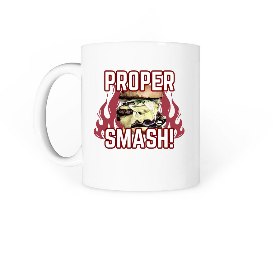 Proper Smash Mug, a White Coffee Mug (back-view)