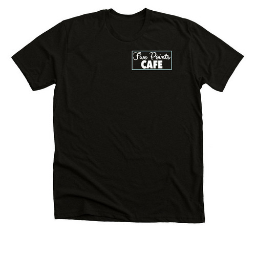 Five Points Cafe, a Black Heather Premium Unisex Tee