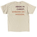 "Abide, Embark" Shield Tee-Orange Logo, a Sand Classic Unisex Tee (back-view)