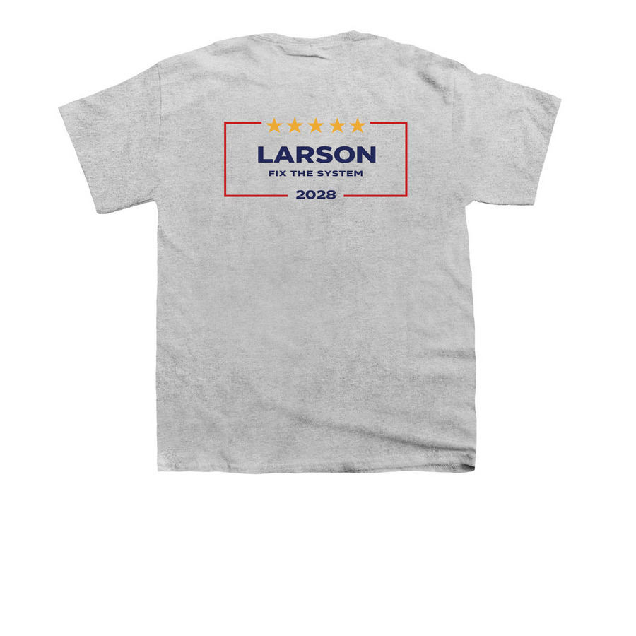 Larson 2028 Campaign Merch, a Sport Grey Youth Unisex Tee (back-view)