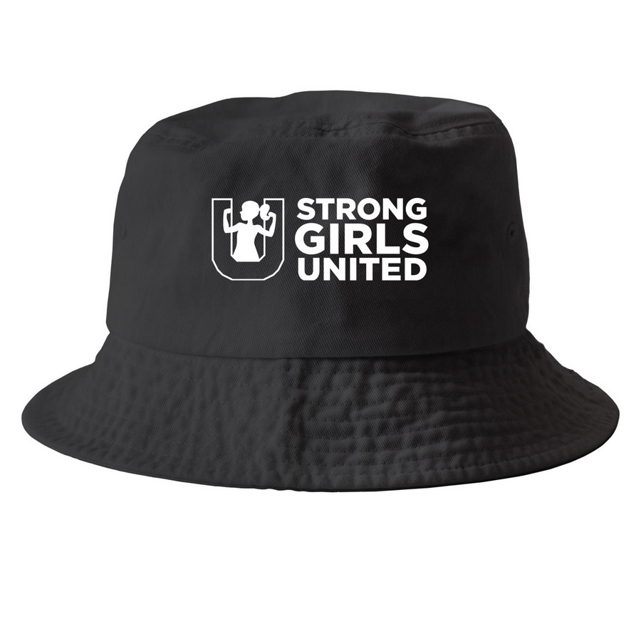 Strong Girls Hats, a Black Printed Bucket Hat