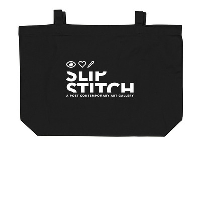 I Love Art, SlipStitch, a Black Large Organic Cotton Tote Bag
