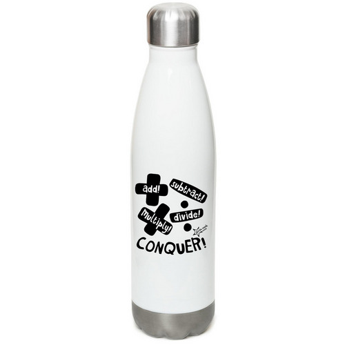 Girls Rock Math Water Bottle, a White Stainless Steel Water Bottle