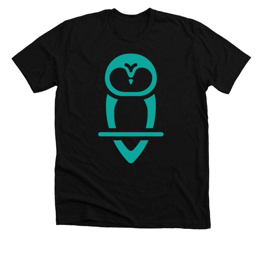 Owl Logo (teal) T-Shirt, a Solid Black Blend Premium Unisex Tee