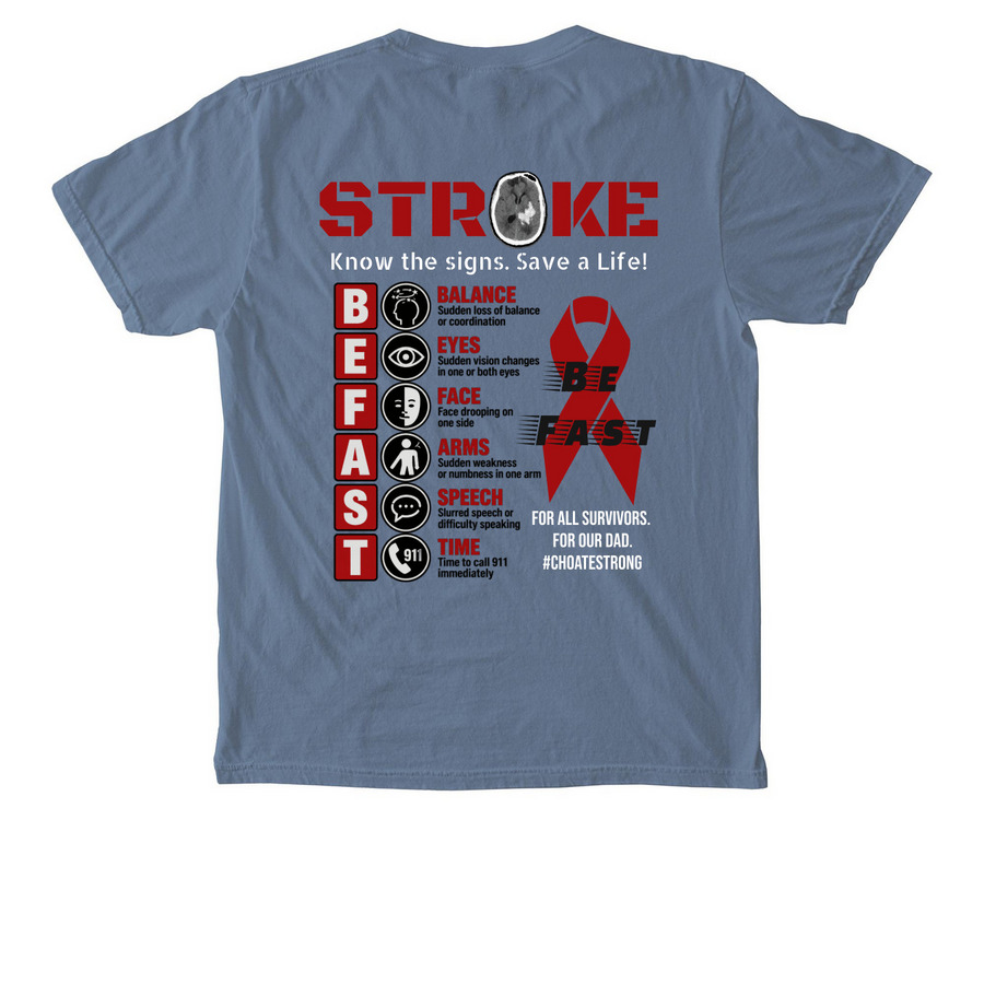 Stroke Advocacy Benefit for Choate Family, a Blue Jean Comfort Colors Pocket Tee (back-view)