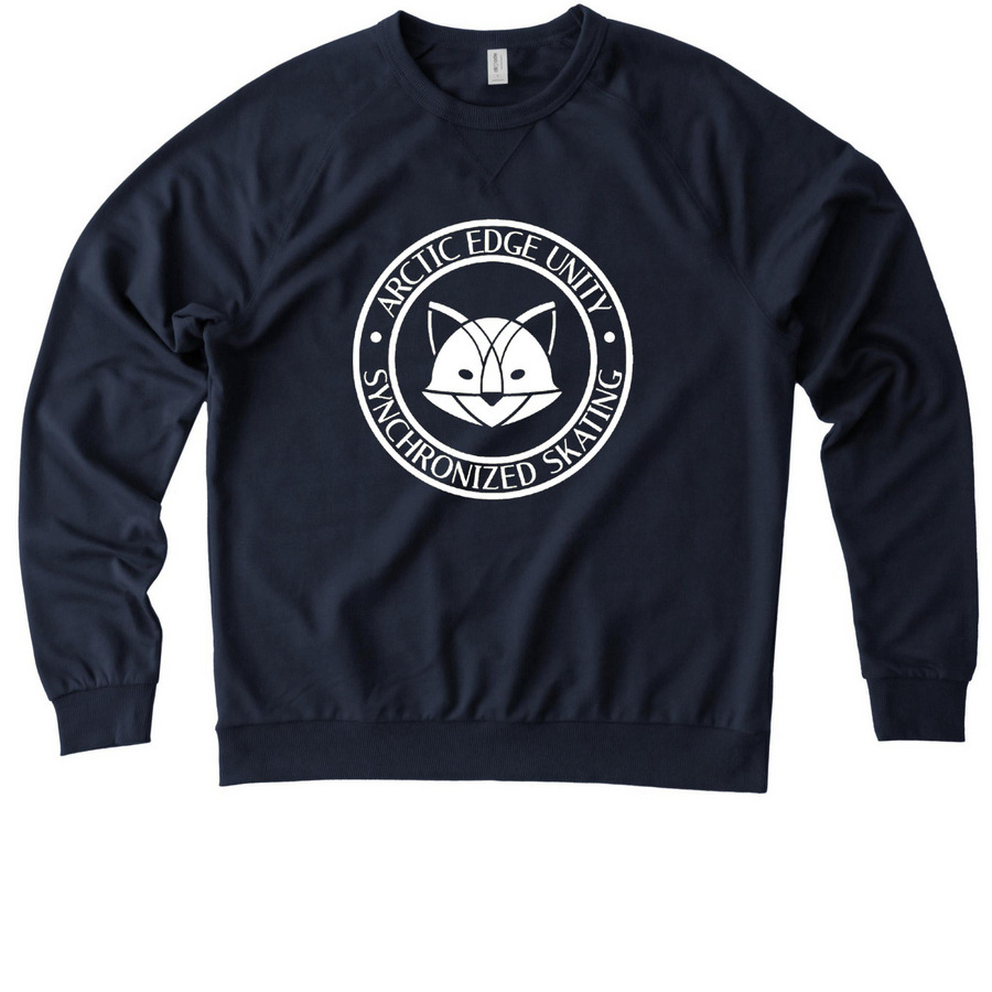 AEU Raglan Sleeve Logo Crew Sweater, a Night Sky Navy Allmade Organic French Terry Crewneck Sweatshirt