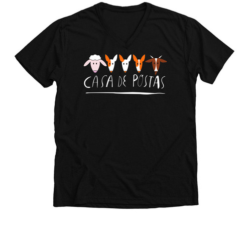 Casa De Postas&nbsp;, a Solid Black Blend Premium V-Neck Tee