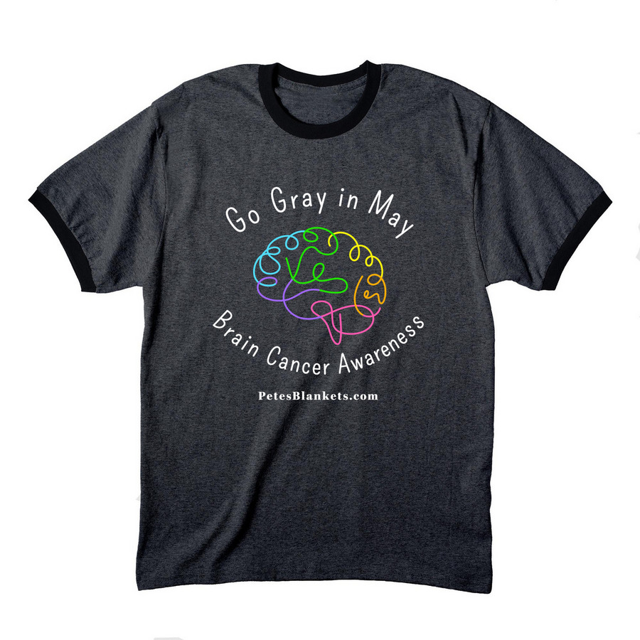 Go Gray., a Dark Heather Grey/ Jet Black Cotton Ringer Tee