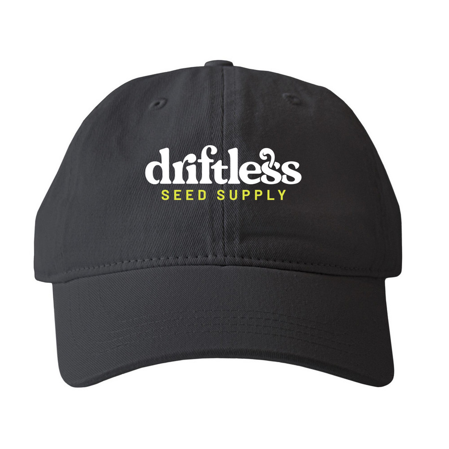 Driftless Seed Supply Hats, a Black Printed Pigment Dye Baseball Cap