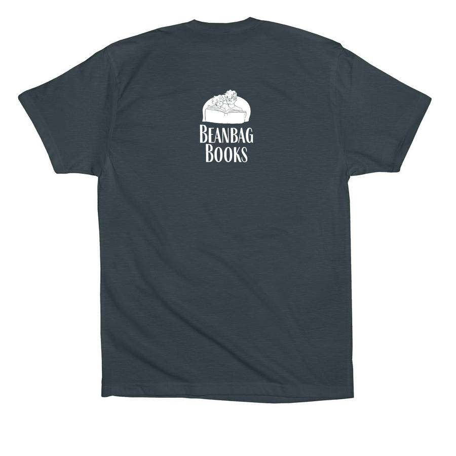 Beanbag Books: IBD 2026, a Dark Grey Premium Cotton Tee (back-view)