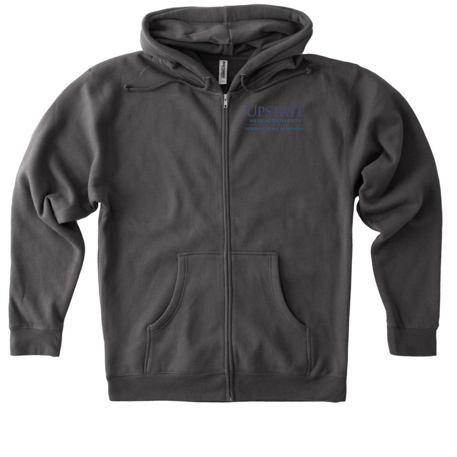 Go to Apparel Blue Logo no back!, a Solid Charcoal Heavyweight Zip Up Hoodie