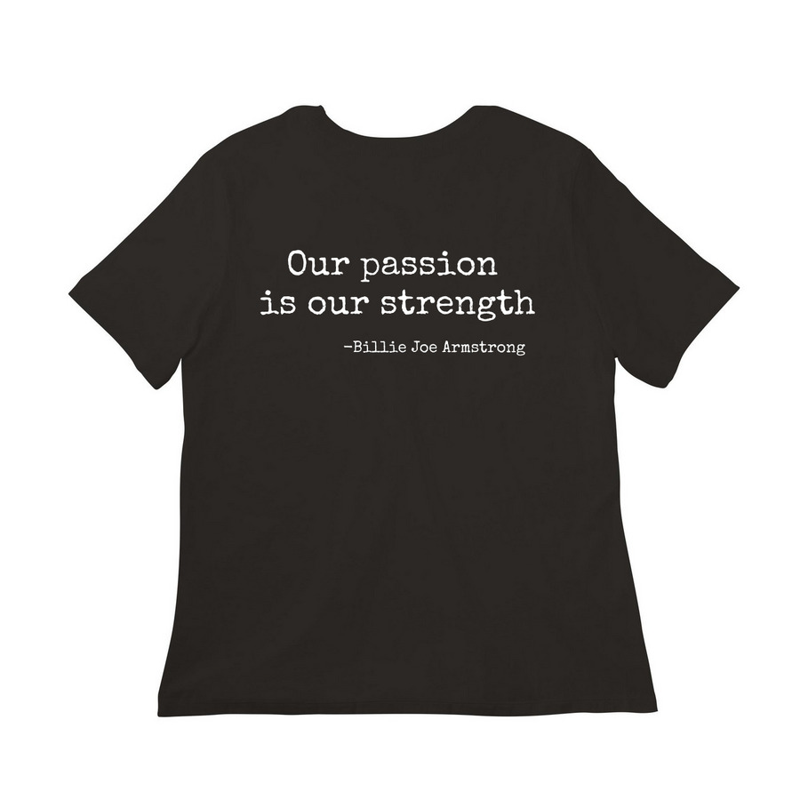 Kindness is Punk Rock tee, a Black Women?s Relaxed Cotton Tee (back-view)