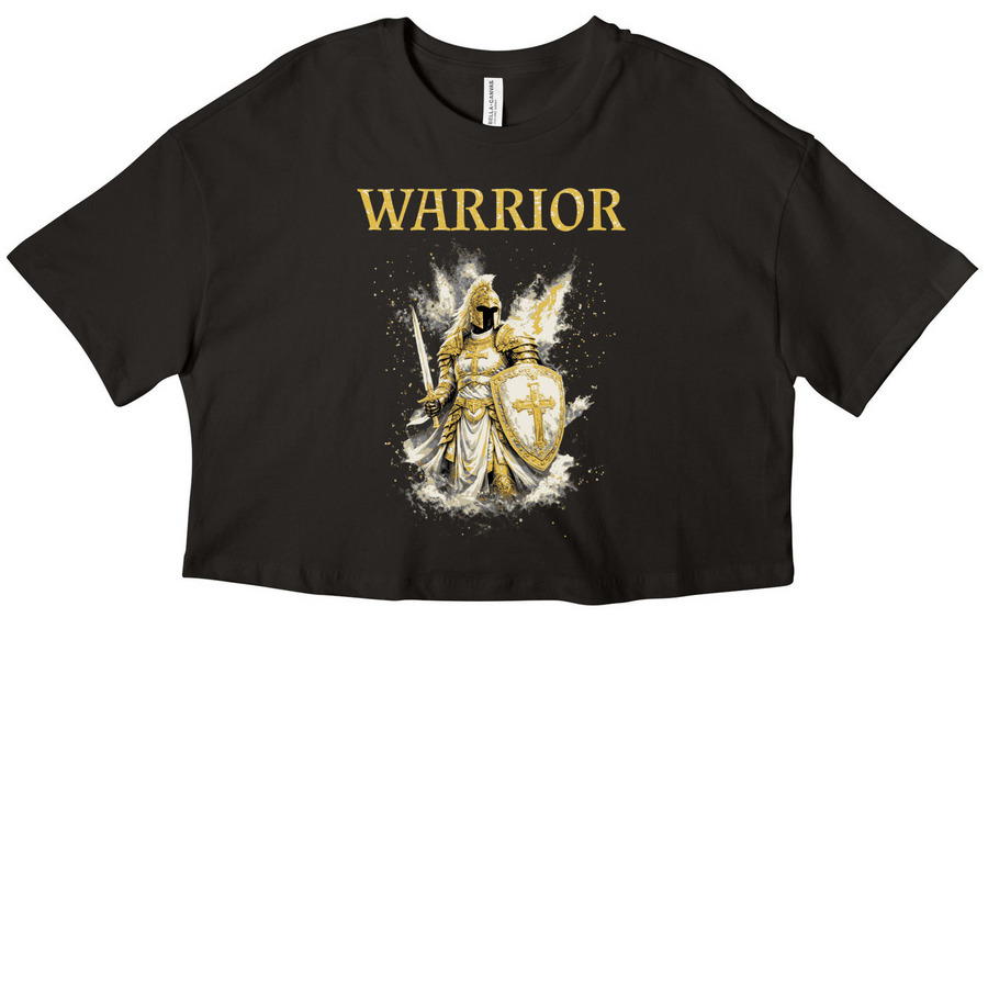 WARRIOR, a Black Women?s Cropped Cotton Tee