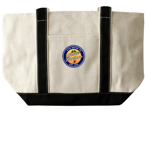 AYSO Region 122 - Tote Bags, a Natural/Black Large Two-Tone Canvas Tote Bag