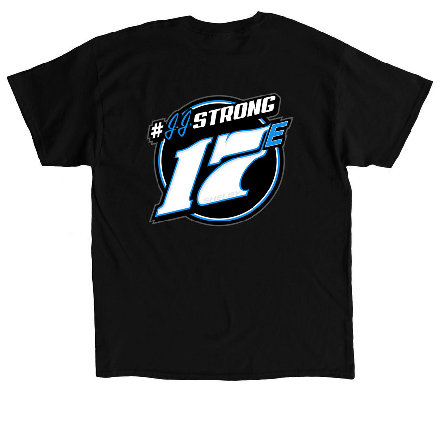 #JJstrong, a Black Classic Unisex Tee (back-view)