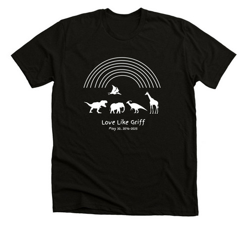 Love Like Griff (white writing), a Black Heather Premium Unisex Tee