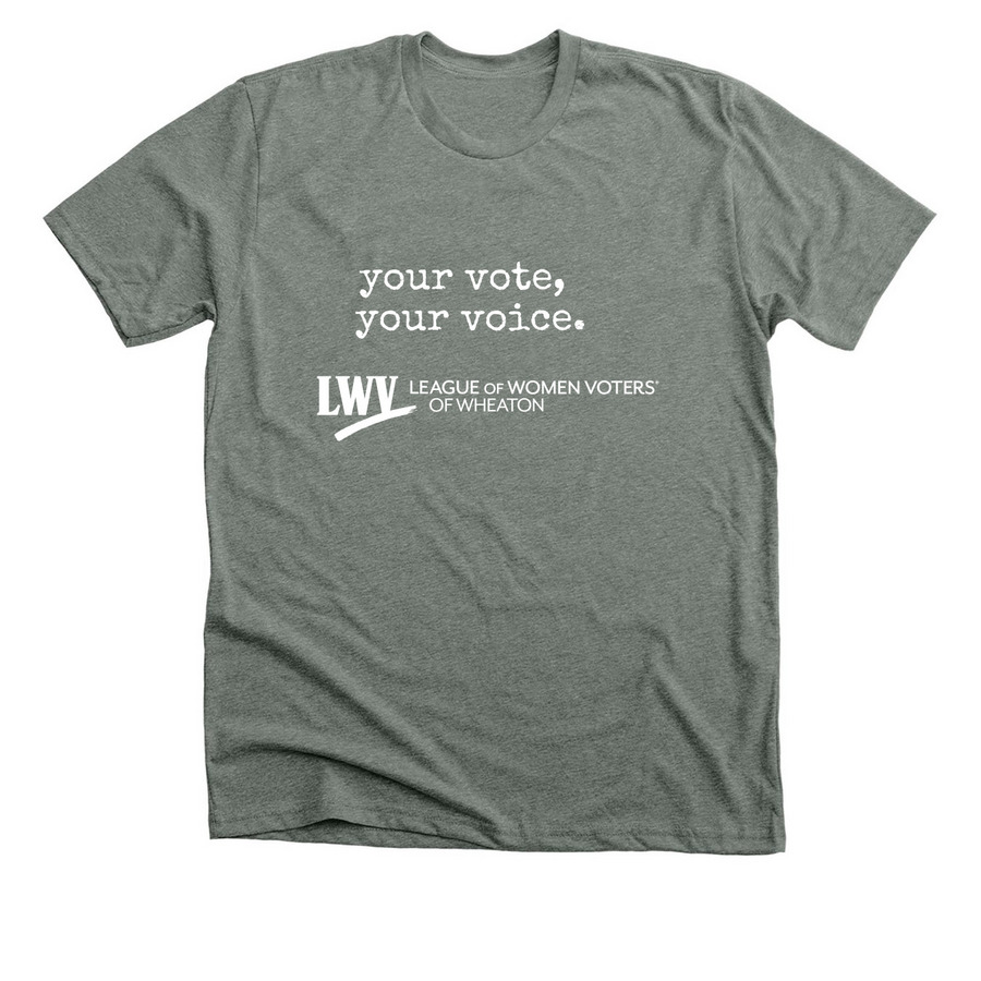 Your Vote, Your Voice, a Deep Heather Premium Unisex Tee