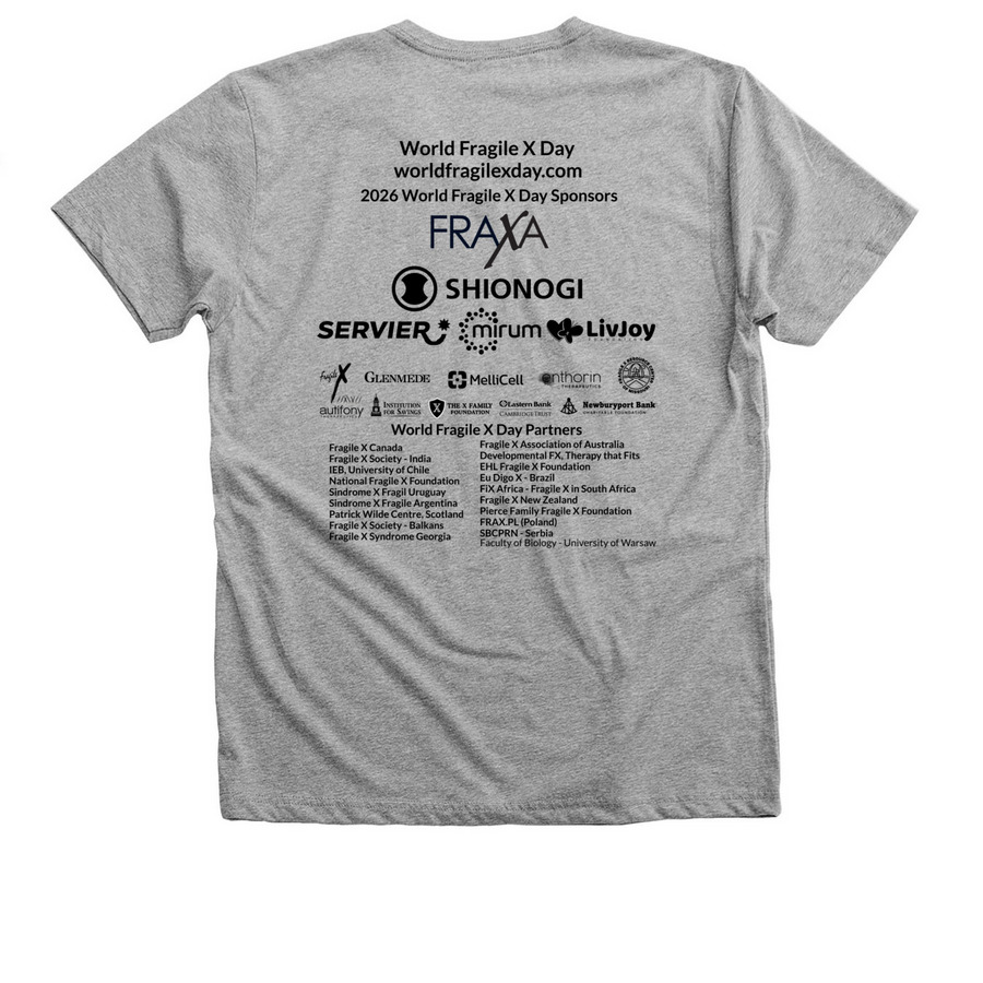 2026 World Fragile X Day Black Logo_&nbsp;, a Athletic Heather Premium V-Neck Tee (back-view)