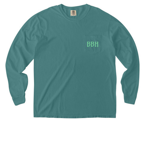 Bufflehead Tee, a Seafoam Comfort Colors Long Sleeve Pocket Tee