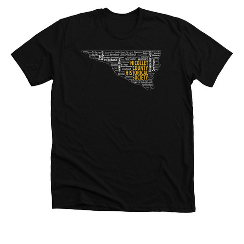 Nicollet County Word Map, White & Gold, a Solid Black Blend Premium Unisex Tee
