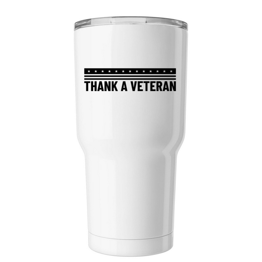 Thank A Veteran - Tumbler, a White Insulated Tumbler