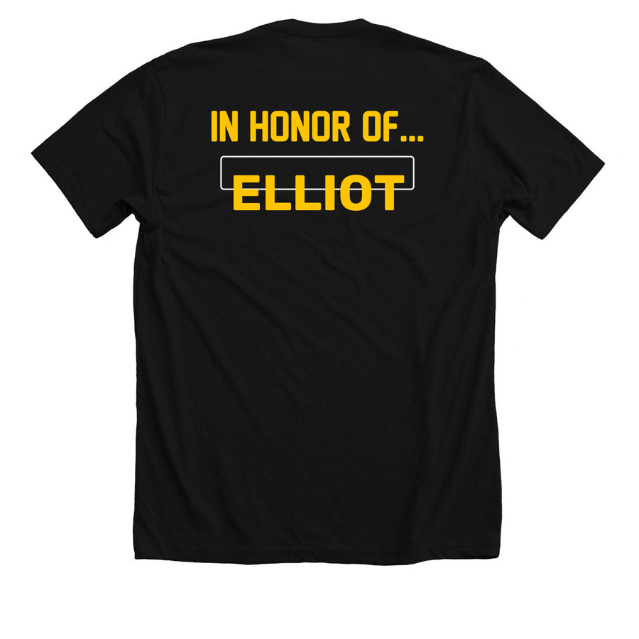 Elliot?s Warriors, a Solid Black Blend Premium Unisex Tee (back-view)
