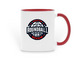 Houston Roundball Review mugs, a Red Two-Tone Ceramic Mug
