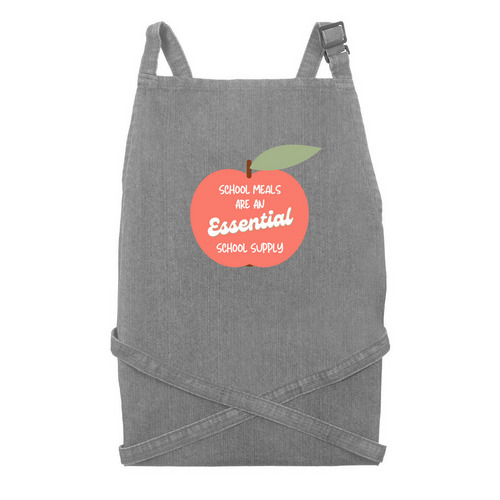 School Meals are an Essential - Apron, a Grey Denim Recycled Denim Bib Apron