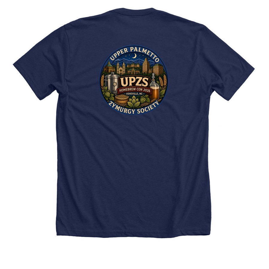 UPZS Homebrew Con '26, a Solid Navy Blend Premium Unisex Tee (back-view)