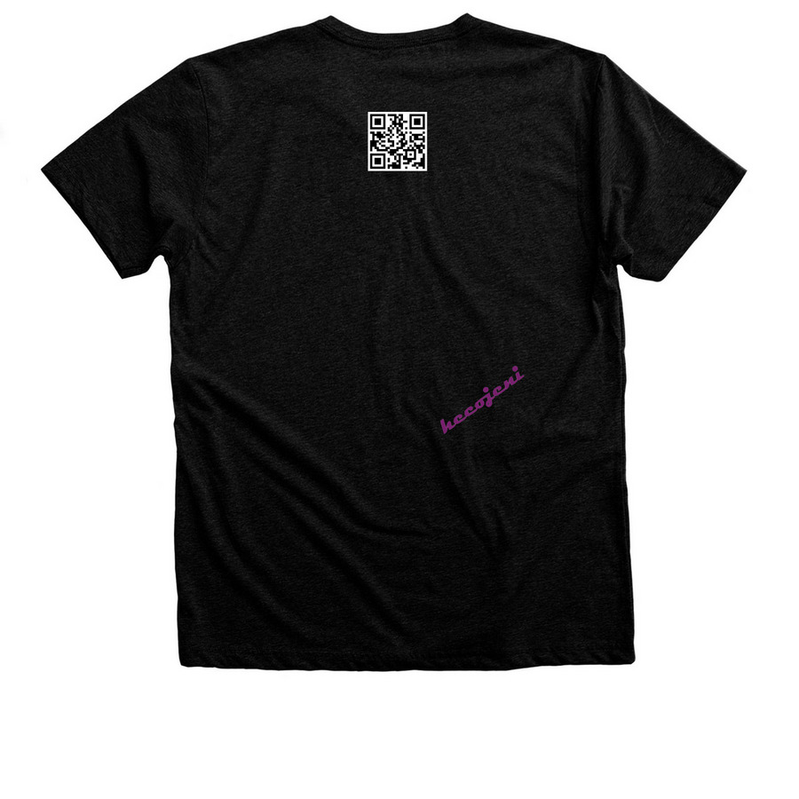 The Trampoline Girl T-Shirt, a Black Heather Premium Unisex Tee (back-view)