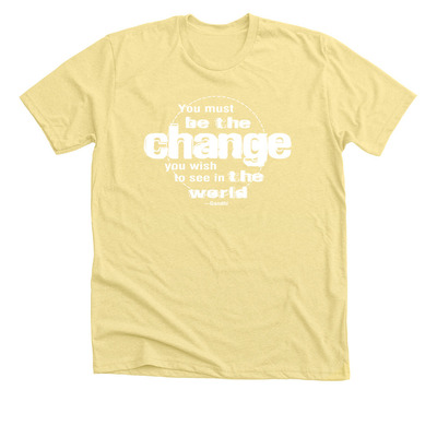 Be the Change, Circle Design, a Heather Yellow Gold Premium Unisex Tee