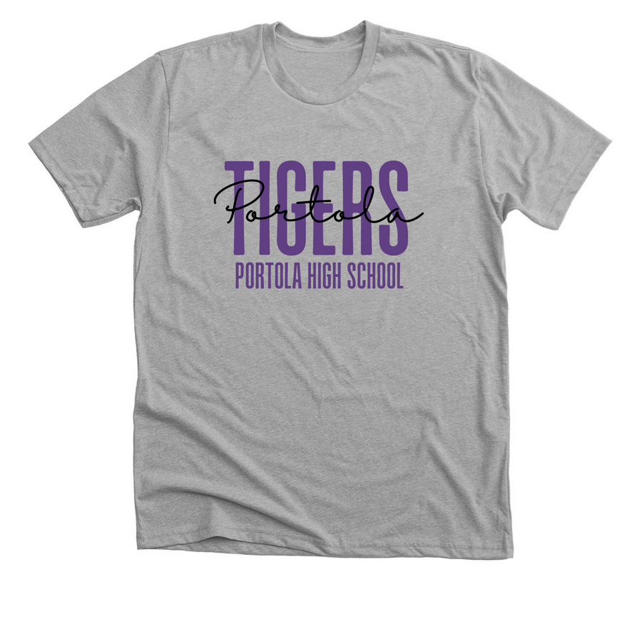 Tigers Script Design, a Athletic Heather Premium Unisex Tee