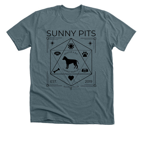 Sunny Pits Mythic Design, a Heather Slate Premium Unisex Tee