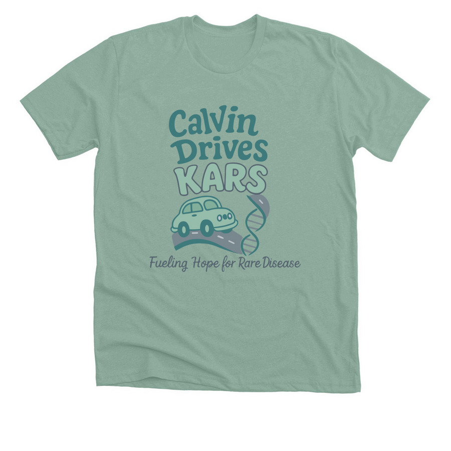 Calvin Drives KARS, a Heather Dusty Blue Premium Unisex Tee
