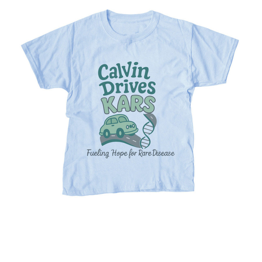 Calvin Drives KARS, a Light Blue Youth Unisex Tee