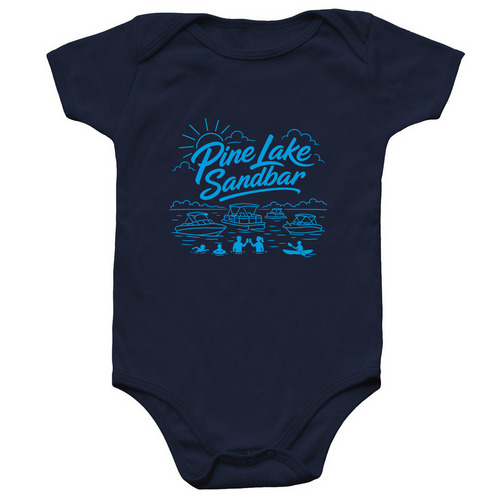 Pine Lake Sandbar Onesie, a Navy Infant Onesie