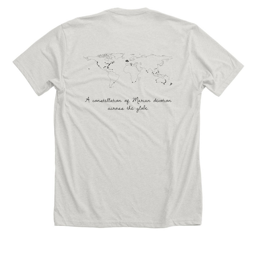 Constellation (Aurora), a Heather Cement Premium Unisex Tee (back-view)
