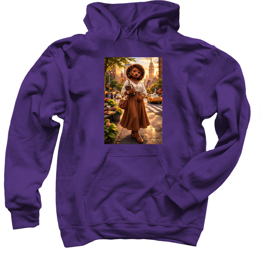 Afrocentric Female Bear, a Purple Pullover Hoodie