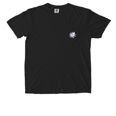 Limited Edition: White-Water Lily Shirt, a Black Comfort Colors Pocket Tee