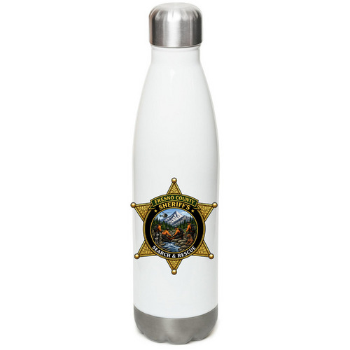 Kaos and Mazi&nbsp;, a White Stainless Steel Water Bottle