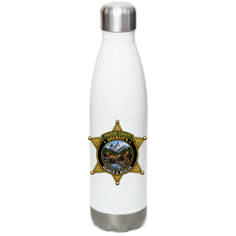 Kaos and Mazi&nbsp;, a White Stainless Steel Water Bottle