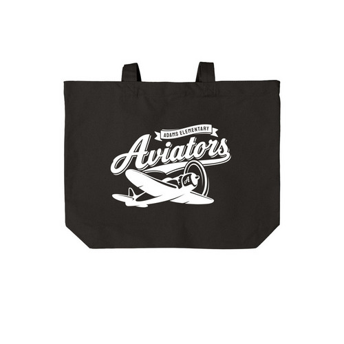 Aviator Tote, a Deep Black Cotton Canvas Tote Bag