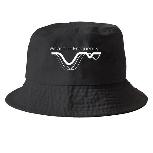 Wear the frequency, a Black Printed Bucket Hat