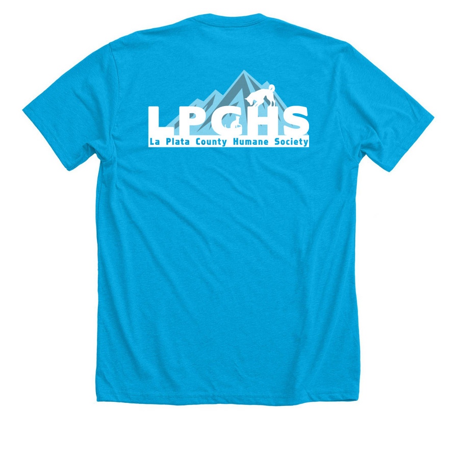 CAN I PET YOUR DOG?, a Neon Blue Premium Unisex Tee (back-view)